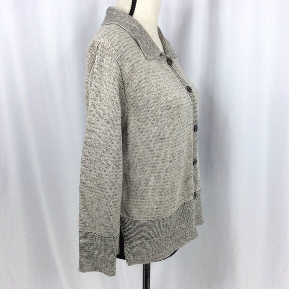 United Knitwear Co Cardigan Sweater Womens Size Small Beige Cotton Linen Blend - Picture 2 of 9